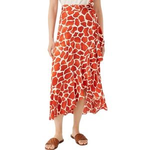 Ann Taylor Giraffe Print Flounce Wrap Maxi Skirt